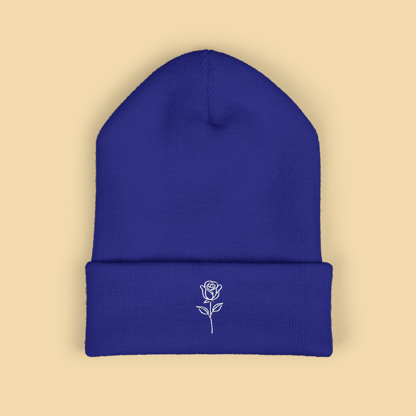 Simple Rose Embroidered Beanie