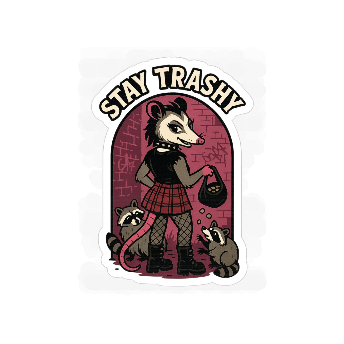 Goth Possum Feeding Raccoons Bumper Sticker