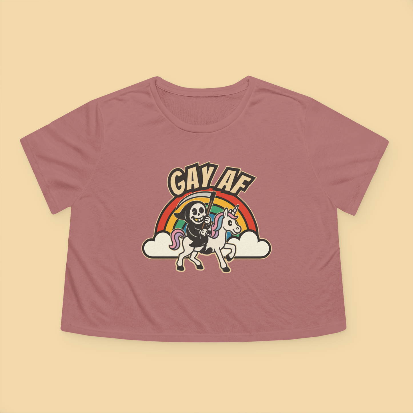 Gay AF Grim Reaper Unicorn Rainbow Crop Top