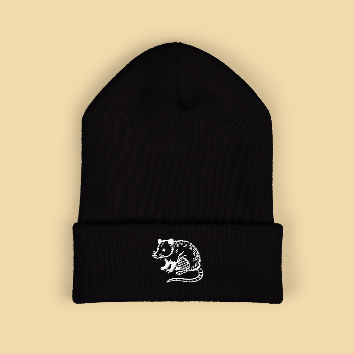 Embroidered Possum Familiar in Fishnets Beanie