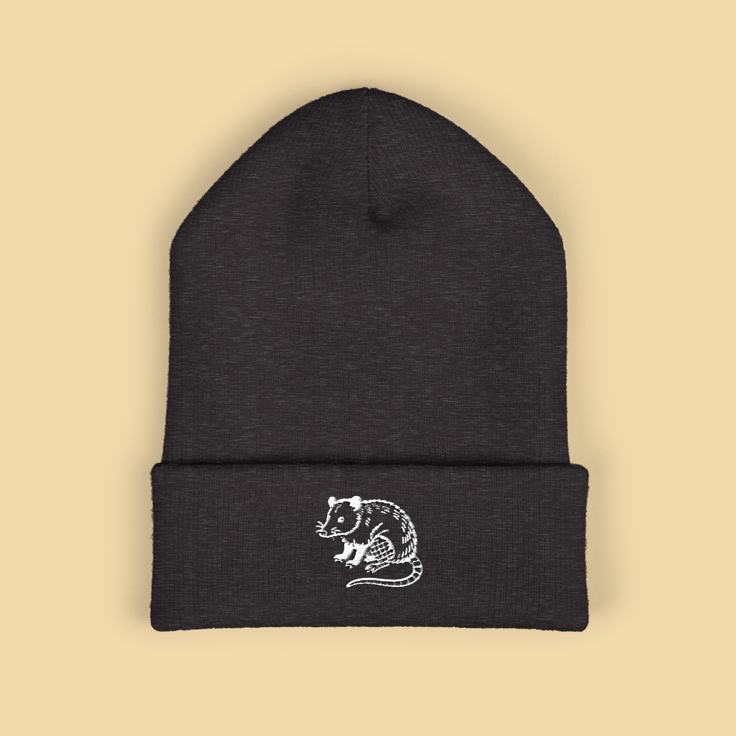 Embroidered Possum Familiar in Fishnets Beanie