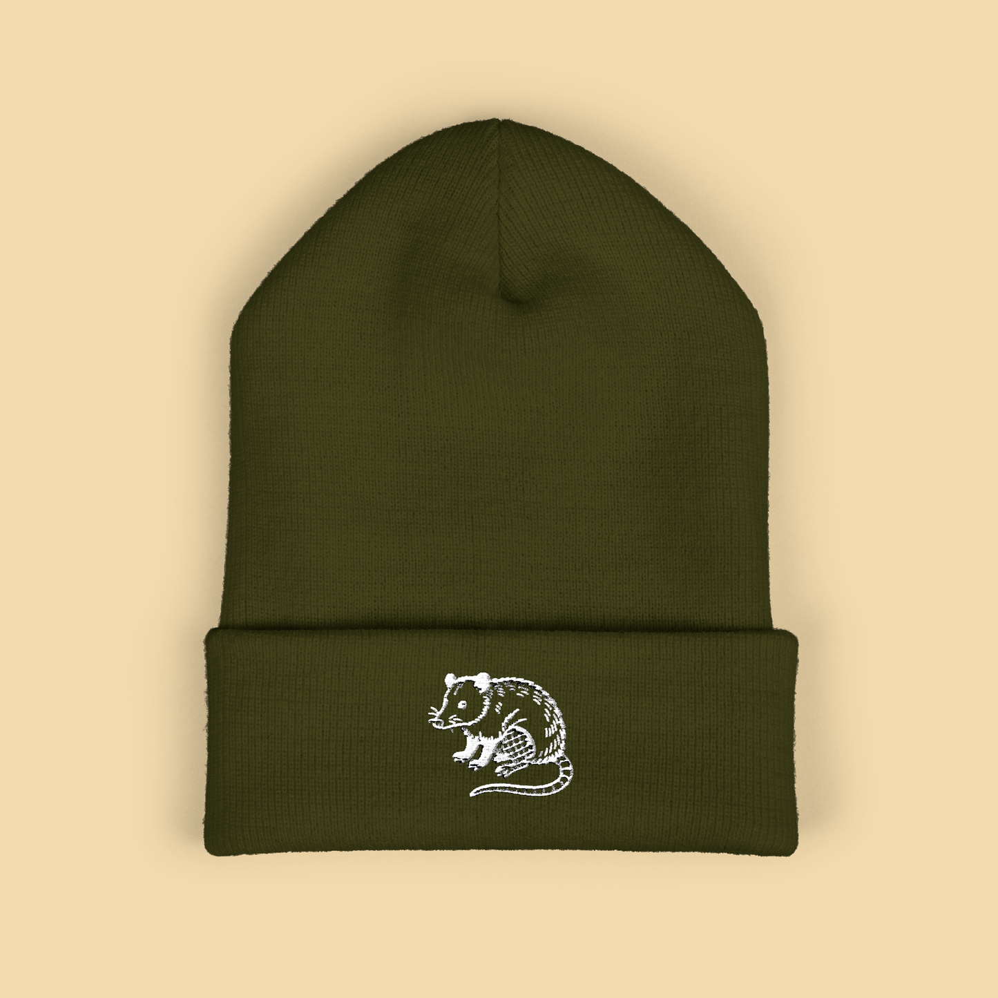 Embroidered Possum Familiar in Fishnets Beanie