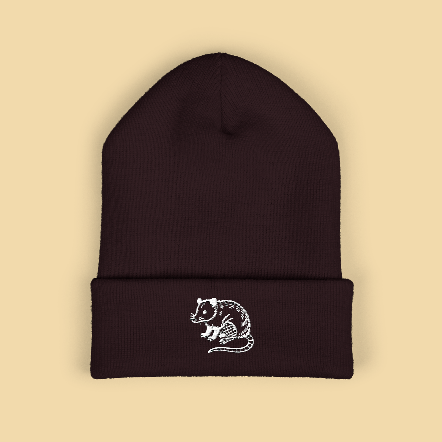Embroidered Possum Familiar in Fishnets Beanie
