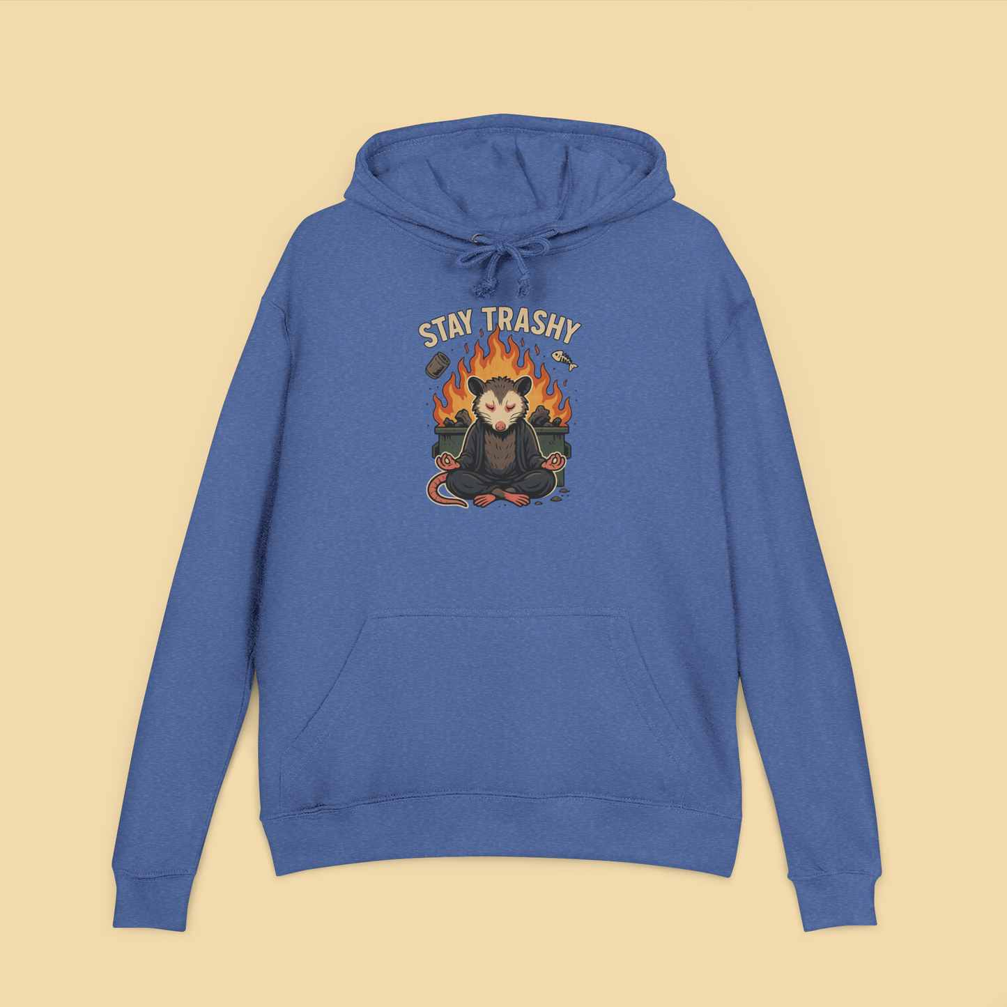 Zen Possum Meditating In Front Of Dumpster Fire Hoodie