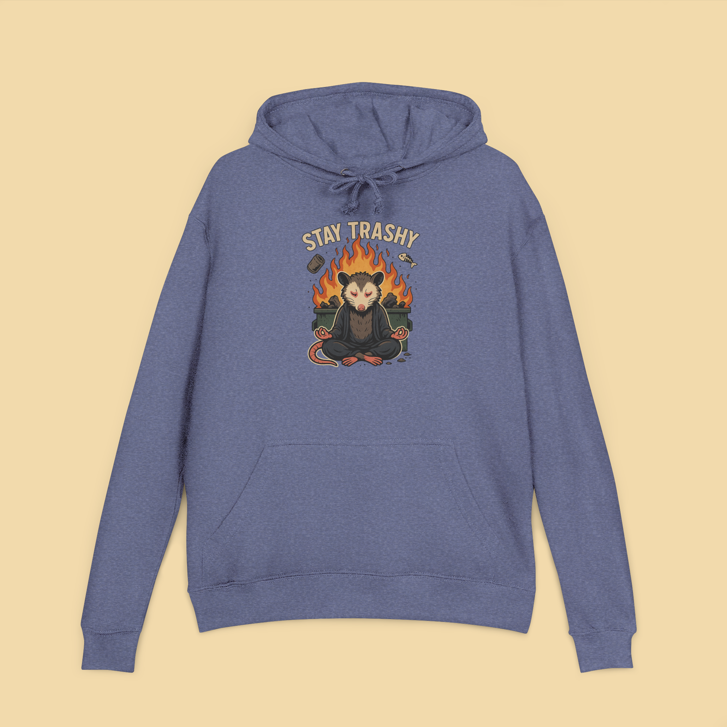 Zen Possum Meditating In Front Of Dumpster Fire Hoodie