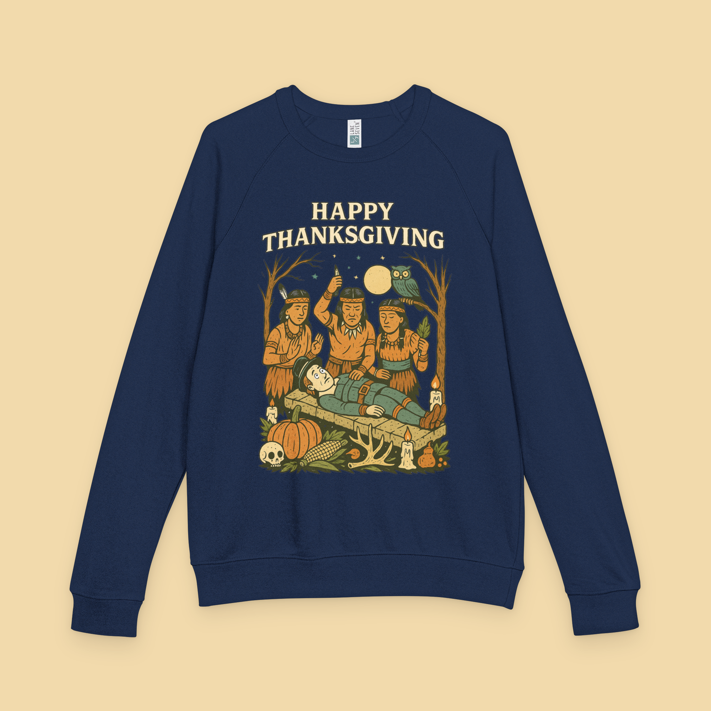 Dark Happy Thanksgiving Sacrificial Pilgrim Sweatshirt