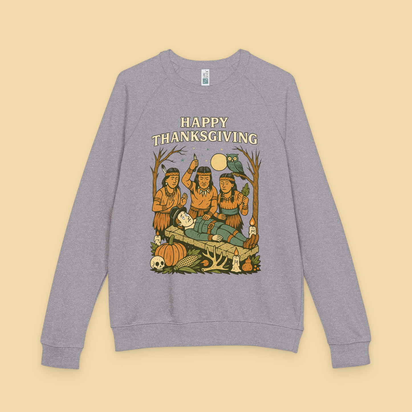 Dark Happy Thanksgiving Sacrificial Pilgrim Sweatshirt