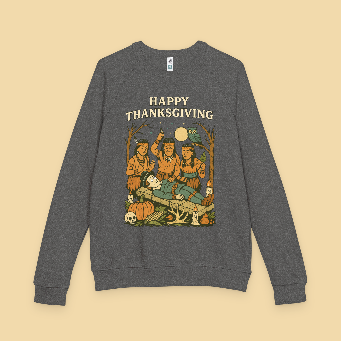 Dark Happy Thanksgiving Sacrificial Pilgrim Sweatshirt
