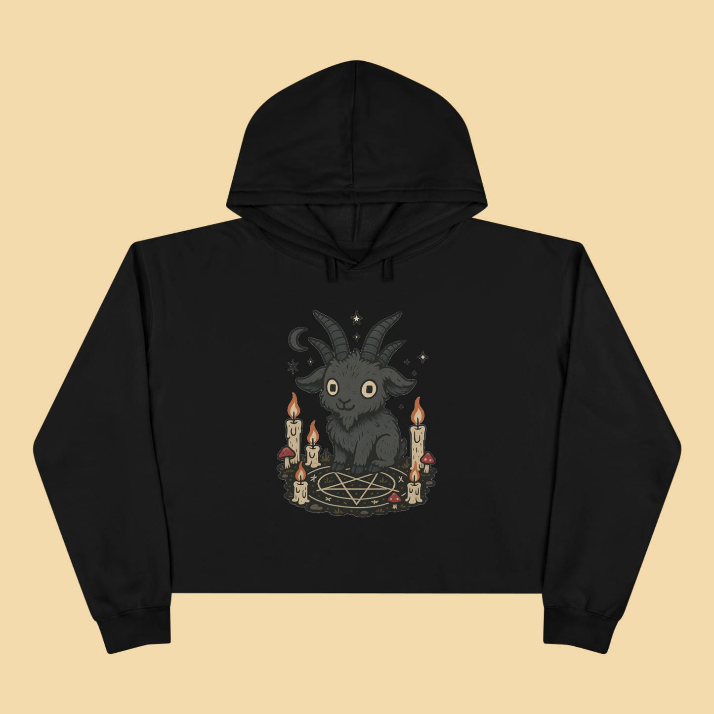 Kawaii Occult Goat Cropped Hoodie