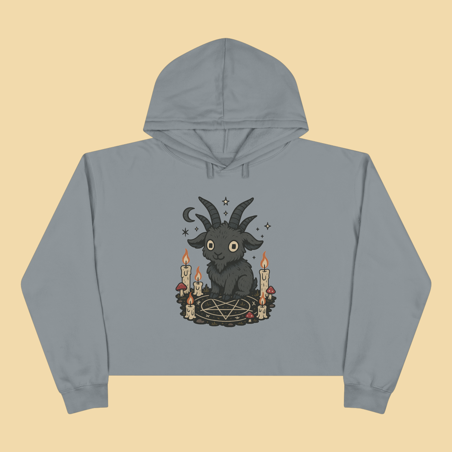 Kawaii Occult Goat Cropped Hoodie