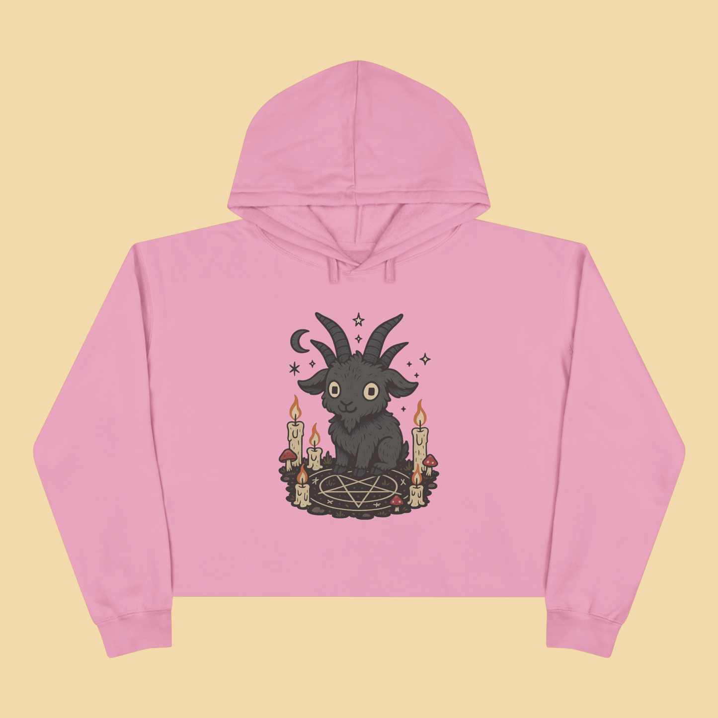 Kawaii Occult Goat Cropped Hoodie