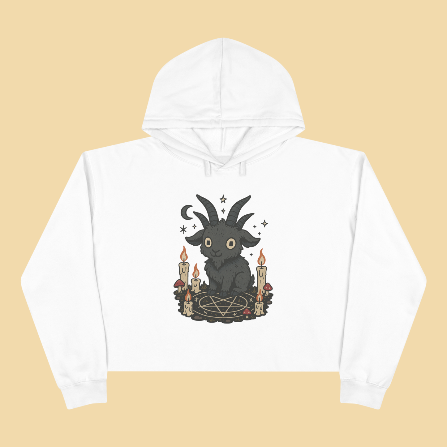 Kawaii Occult Goat Cropped Hoodie
