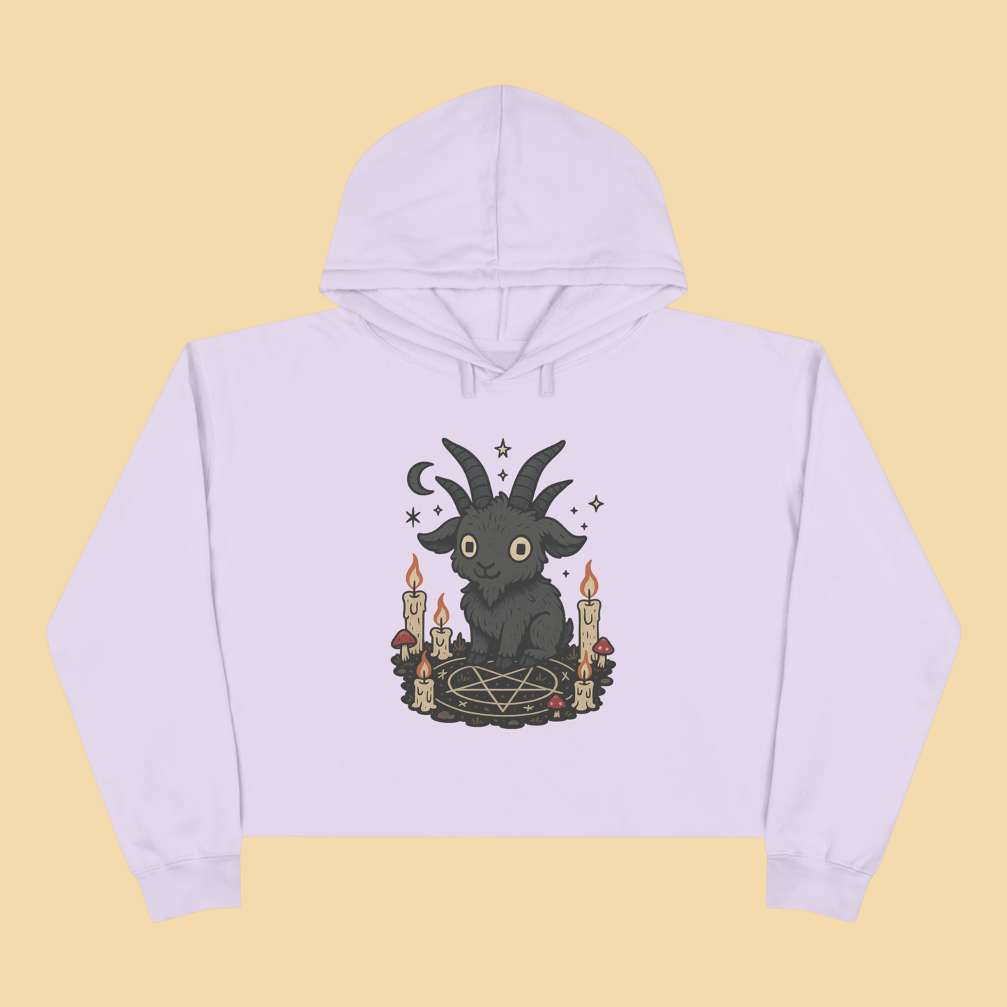 Kawaii Occult Goat Cropped Hoodie