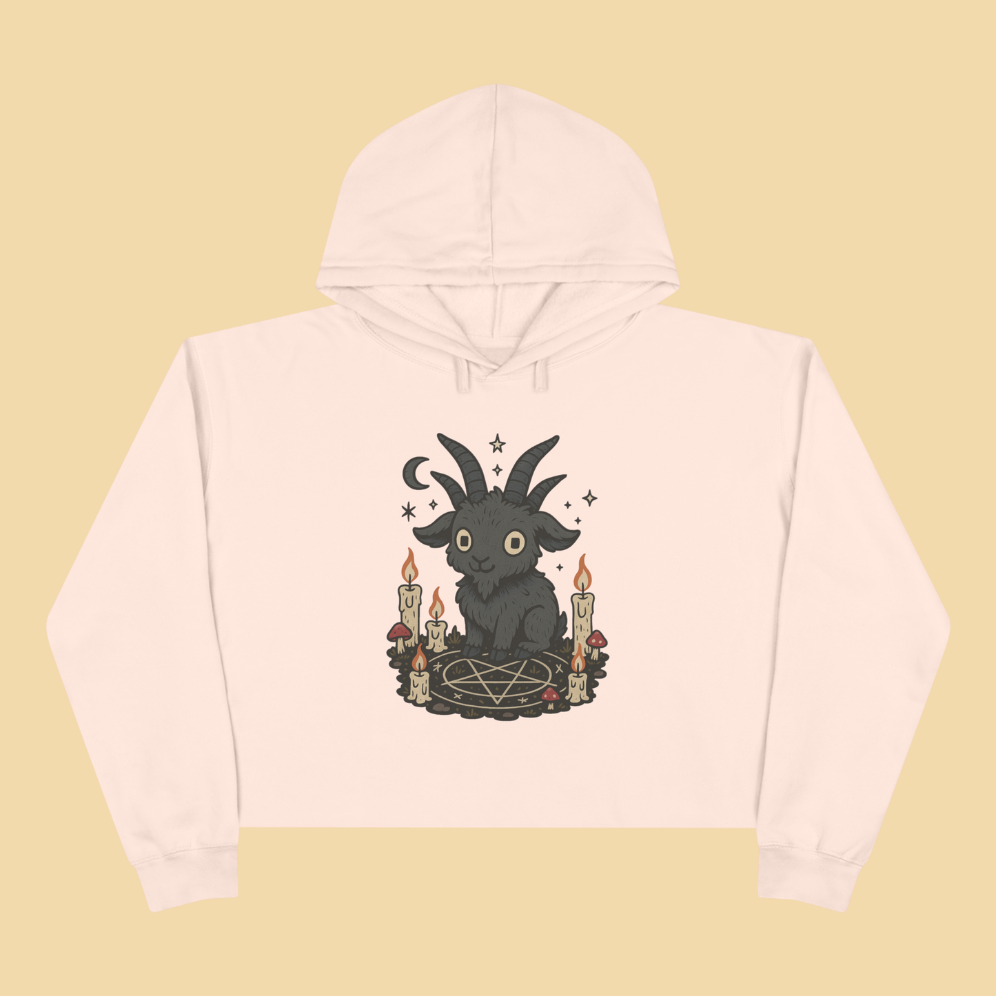 Kawaii Occult Goat Cropped Hoodie