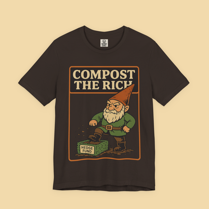 Gnome Mowing Down a Hedge Fund Compost the Rich Shirt