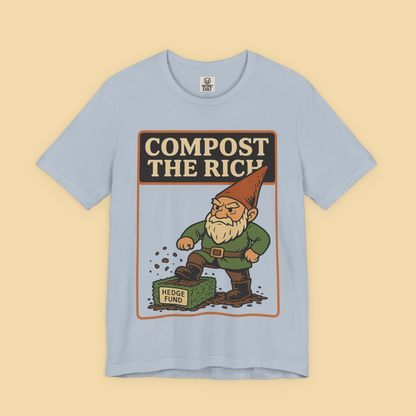 Gnome Mowing Down a Hedge Fund Compost the Rich Shirt