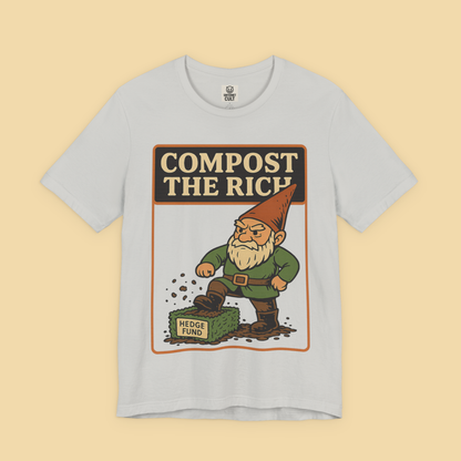 Gnome Mowing Down a Hedge Fund Compost the Rich Shirt