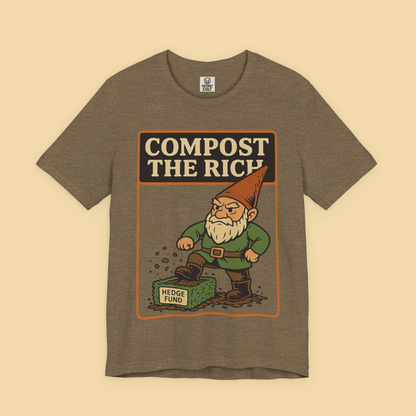 Gnome Mowing Down a Hedge Fund Compost the Rich Shirt