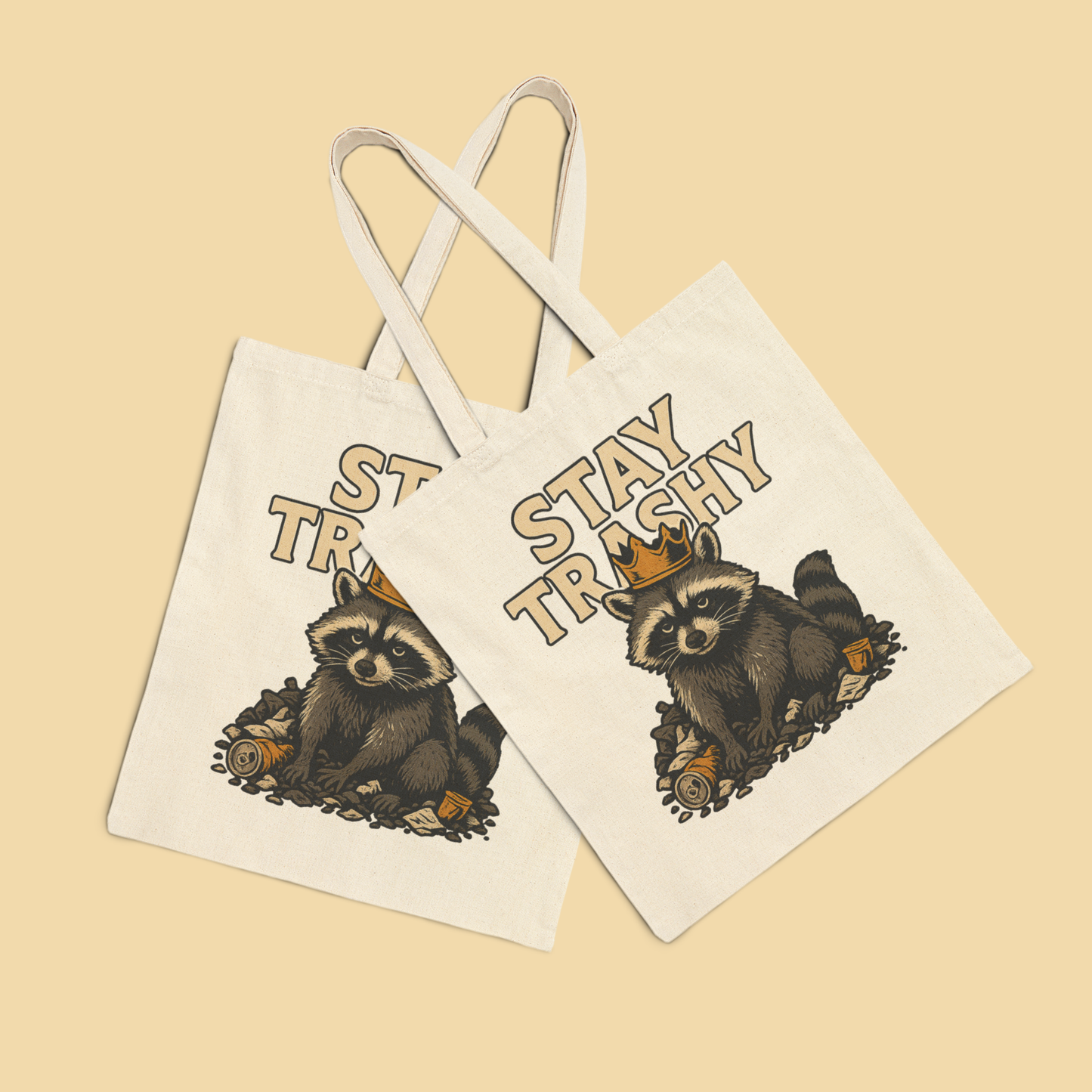 Raccoon King on a Throne of Trash Double Sided Tote Bag