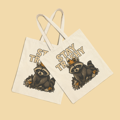 Raccoon King on a Throne of Trash Double Sided Tote Bag