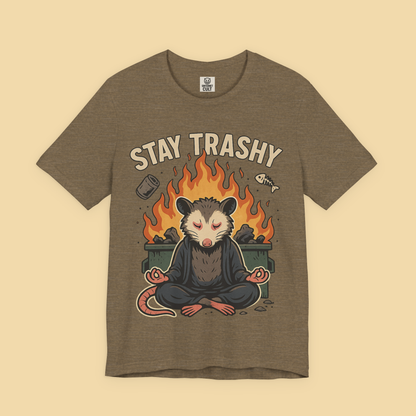 Zen Possum Meditating In Front Of Dumpster Fire Shirt