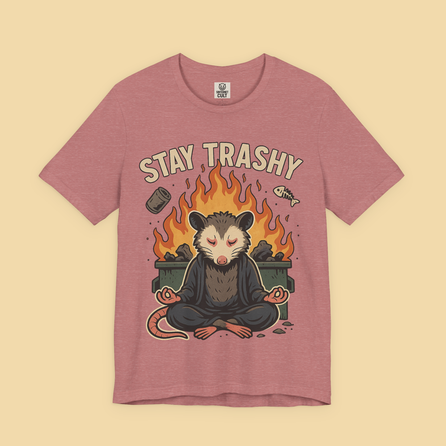 Zen Possum Meditating In Front Of Dumpster Fire Shirt