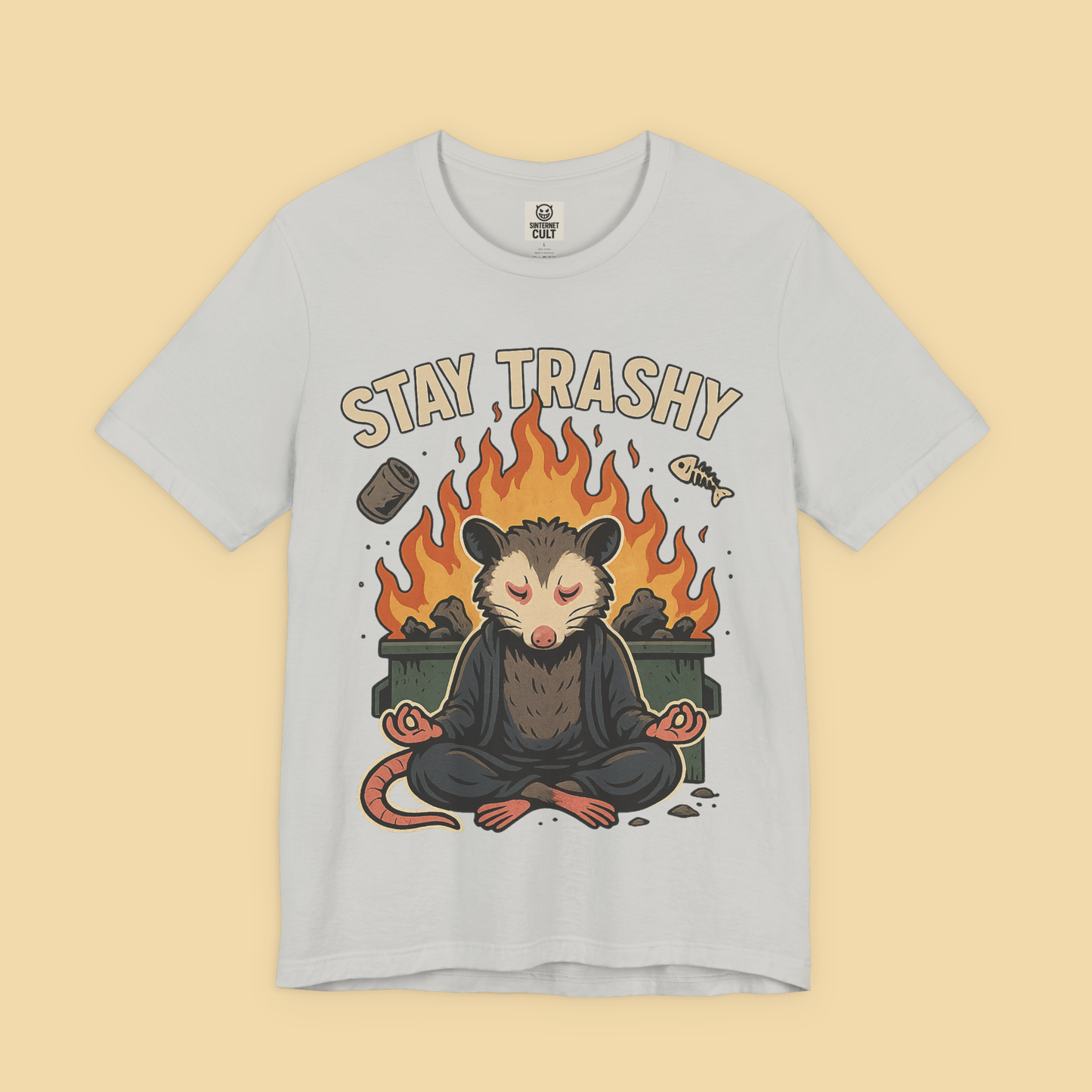Zen Possum Meditating In Front Of Dumpster Fire Shirt