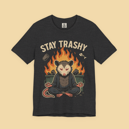 Zen Possum Meditating In Front Of Dumpster Fire Shirt