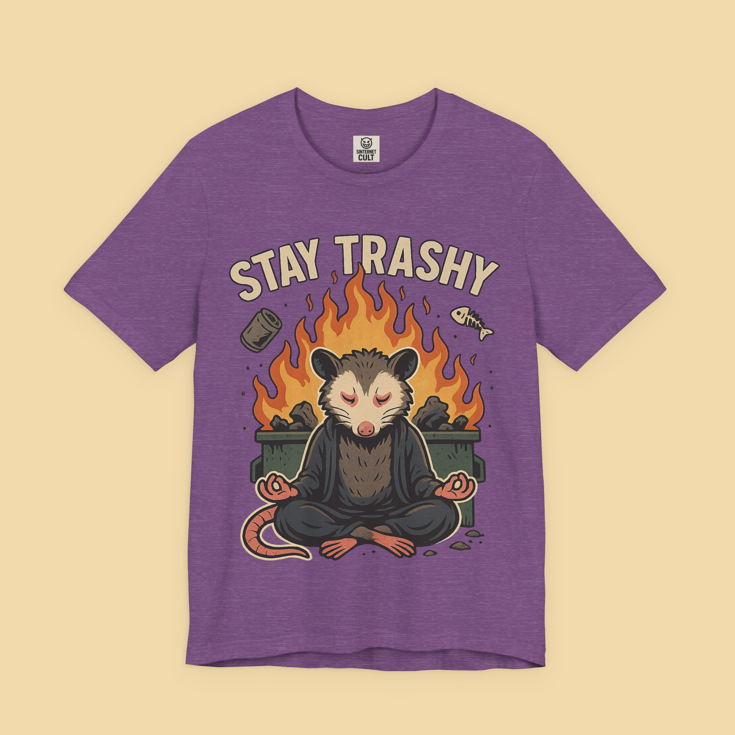Zen Possum Meditating In Front Of Dumpster Fire Shirt