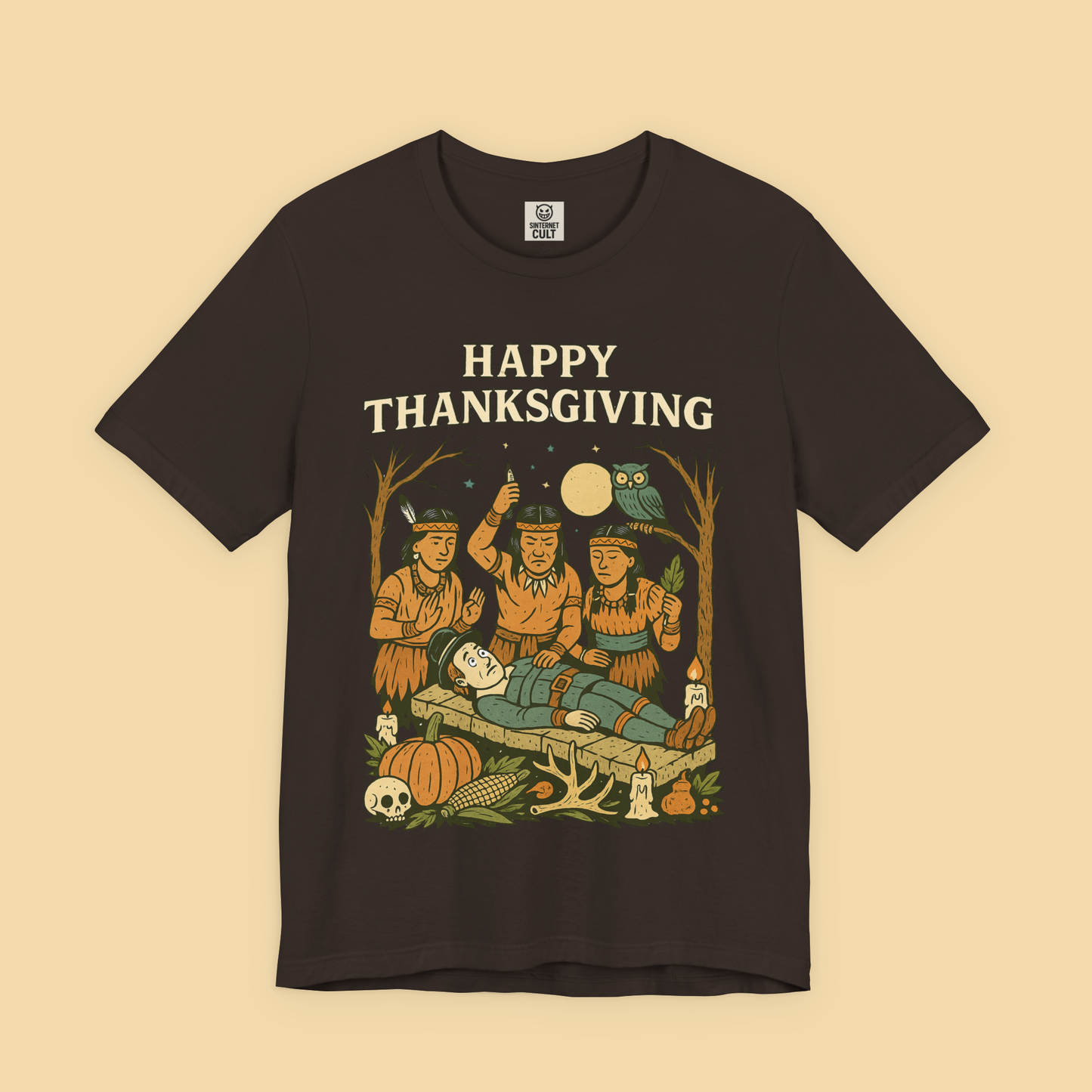 Dark Happy Thanksgiving Sacrificial Pilgrim Shirt