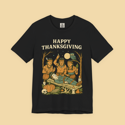 Dark Happy Thanksgiving Sacrificial Pilgrim Shirt