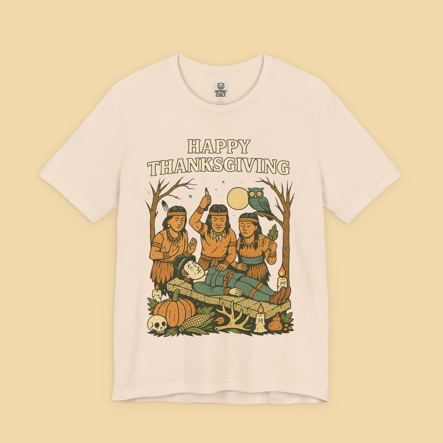 Dark Happy Thanksgiving Sacrificial Pilgrim Shirt