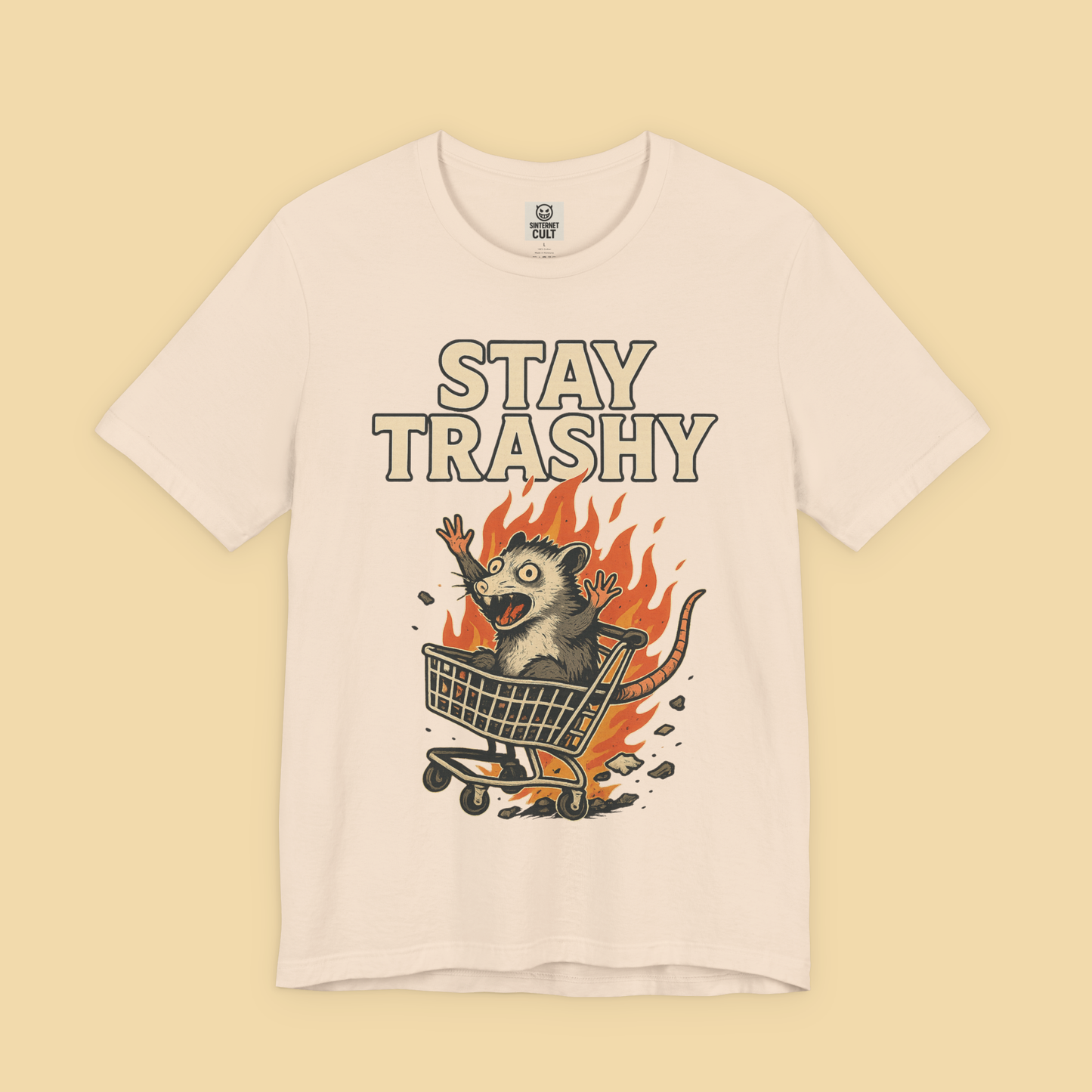Panicked Possum in Flaming Shopping Cart Shirt