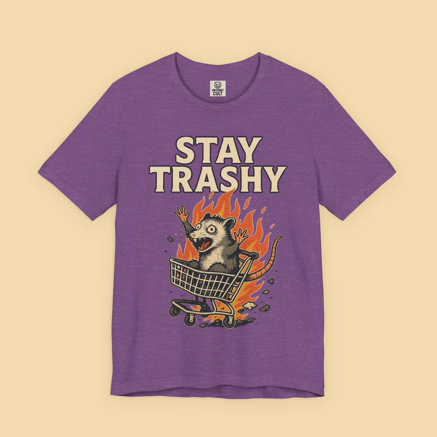 Panicked Possum in Flaming Shopping Cart Shirt