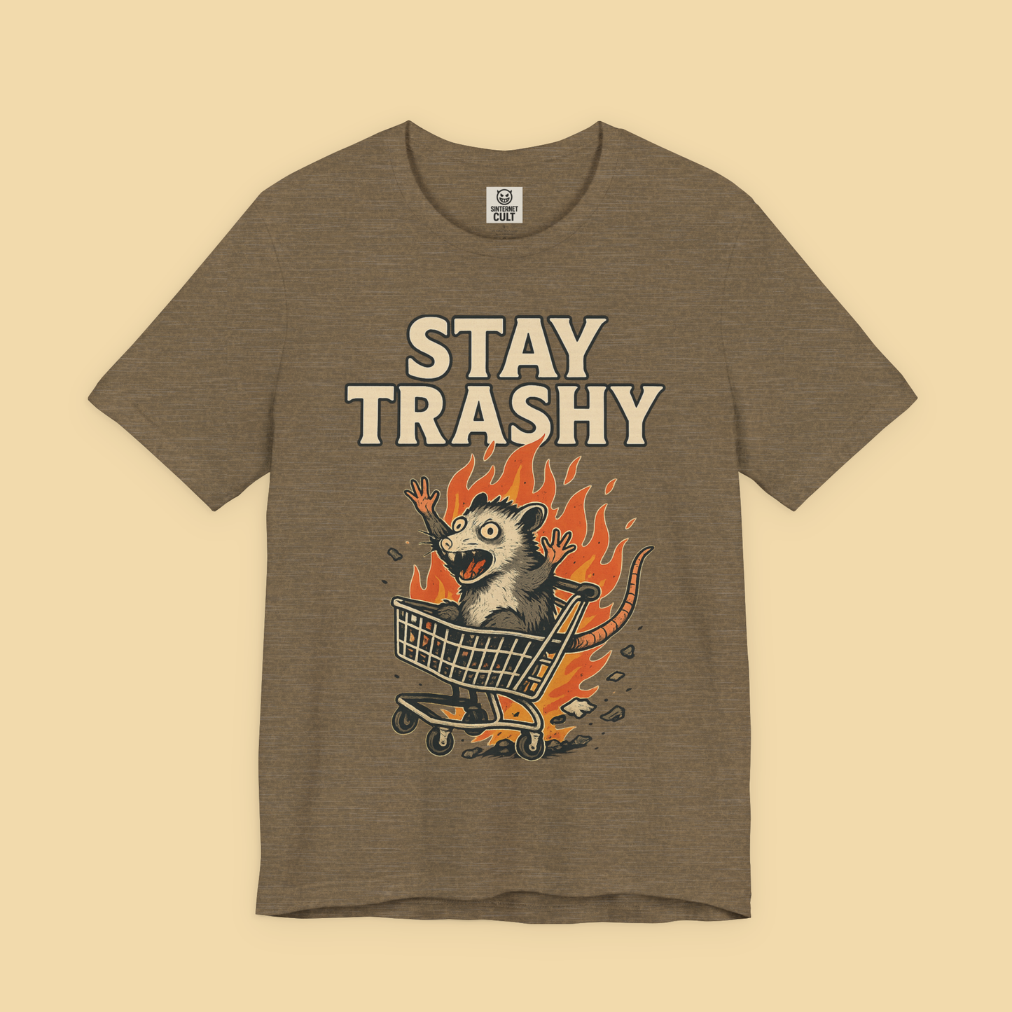 Panicked Possum in Flaming Shopping Cart Shirt