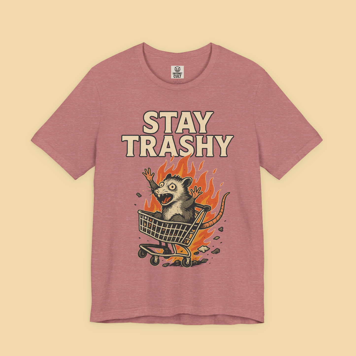 Panicked Possum in Flaming Shopping Cart Shirt