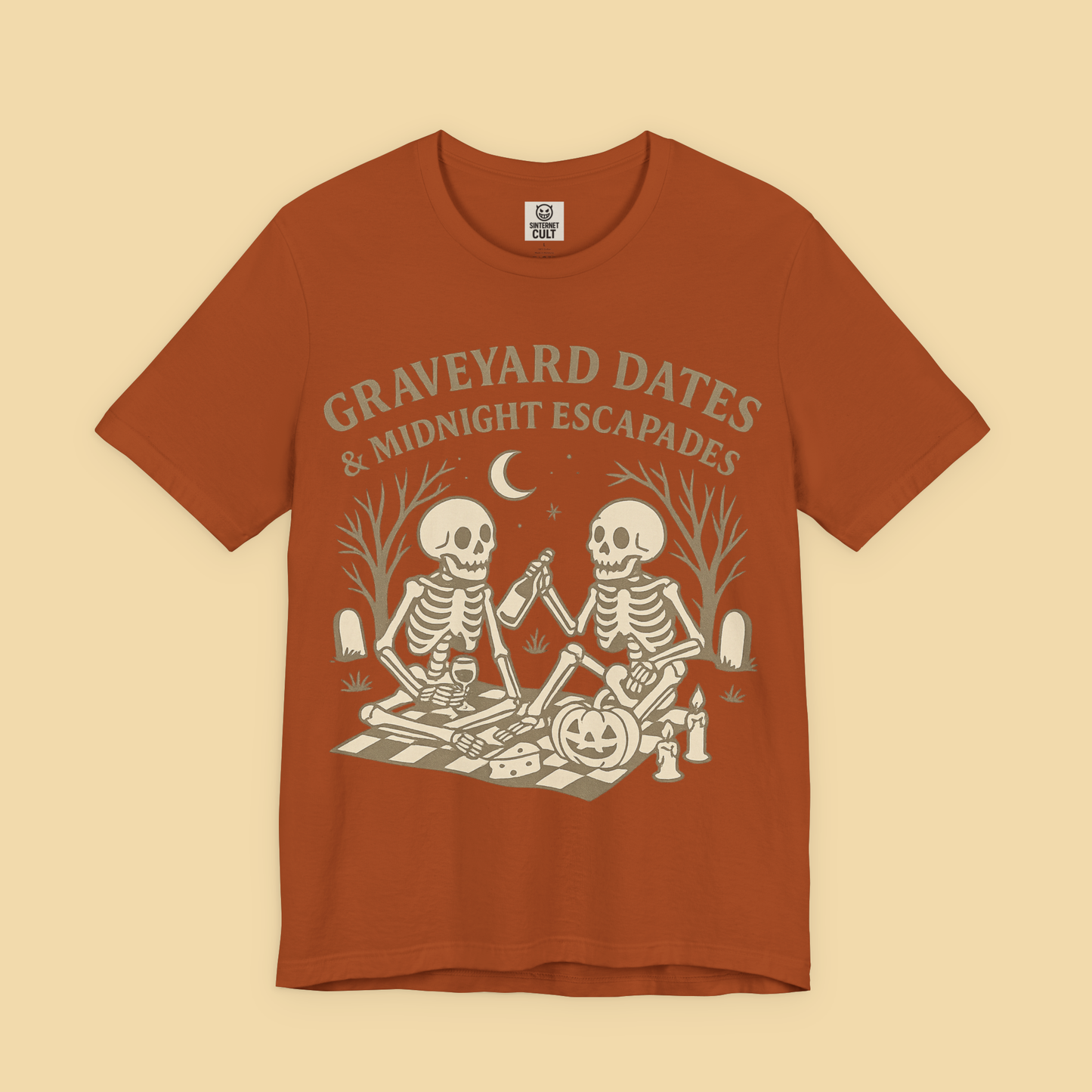 Graveyard Dates and Midnight Escapades Skeleton Romance Shirt