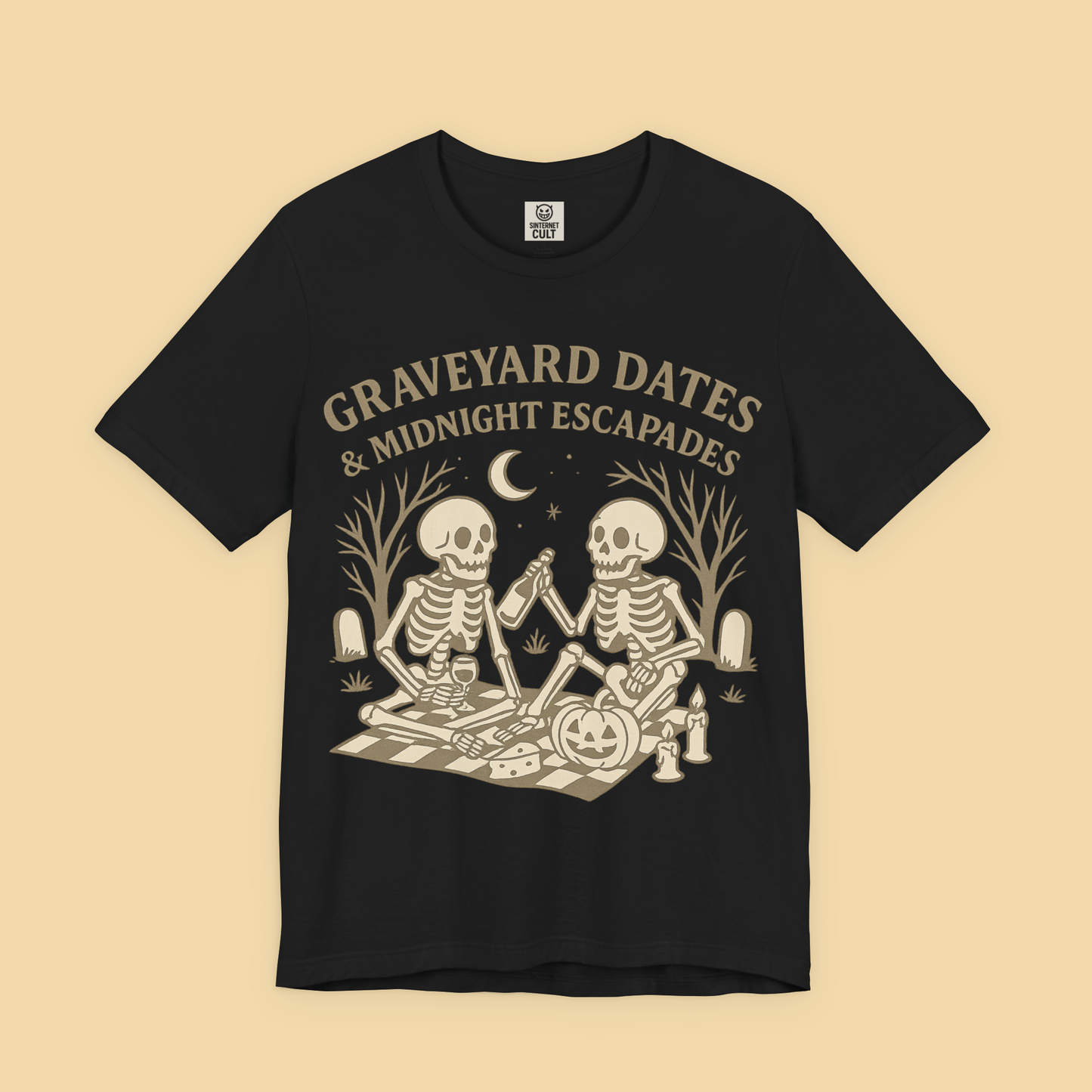 Graveyard Dates and Midnight Escapades Skeleton Romance Shirt