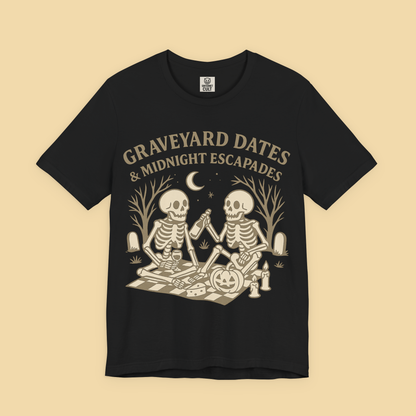 Graveyard Dates and Midnight Escapades Skeleton Romance Shirt