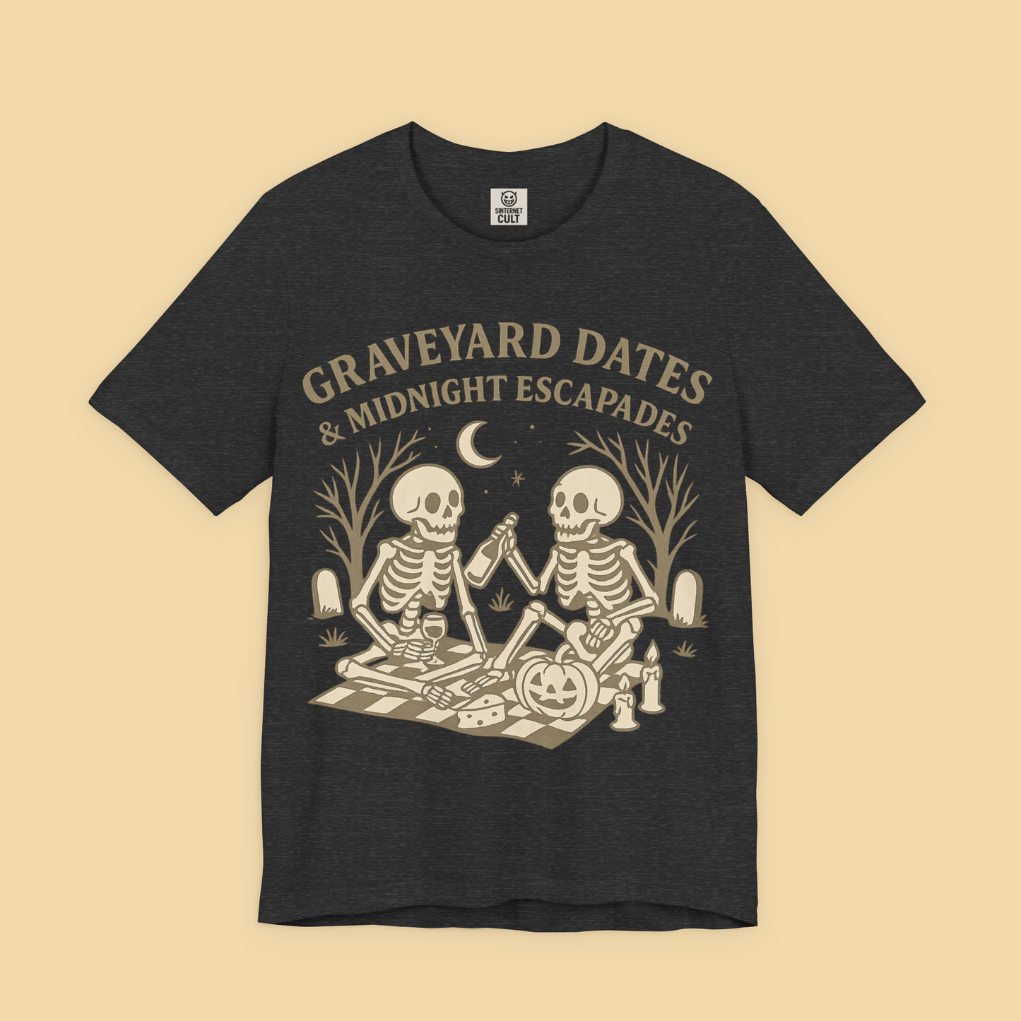 Graveyard Dates and Midnight Escapades Skeleton Romance Shirt