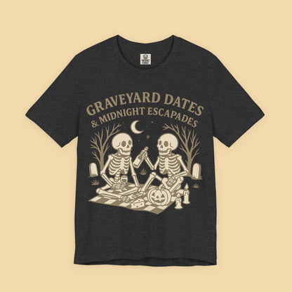 Graveyard Dates and Midnight Escapades Skeleton Romance Shirt