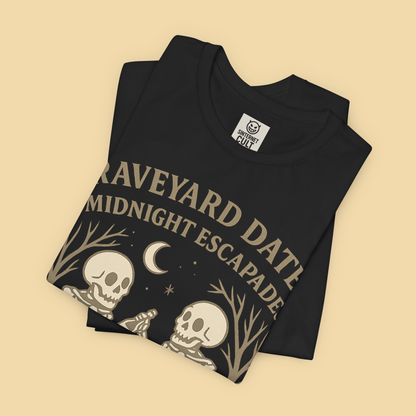 Graveyard Dates and Midnight Escapades Skeleton Romance Shirt