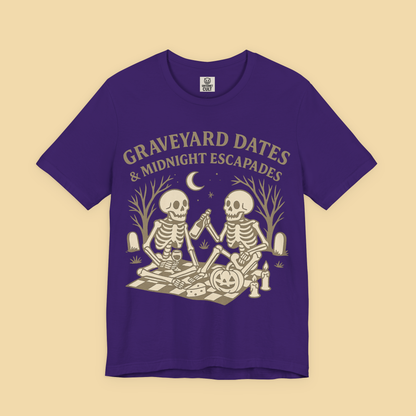 Graveyard Dates and Midnight Escapades Skeleton Romance Shirt