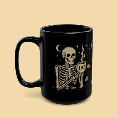 Caffeine is Life Skeleton, and Grounds for Concern Full Wrap Mug