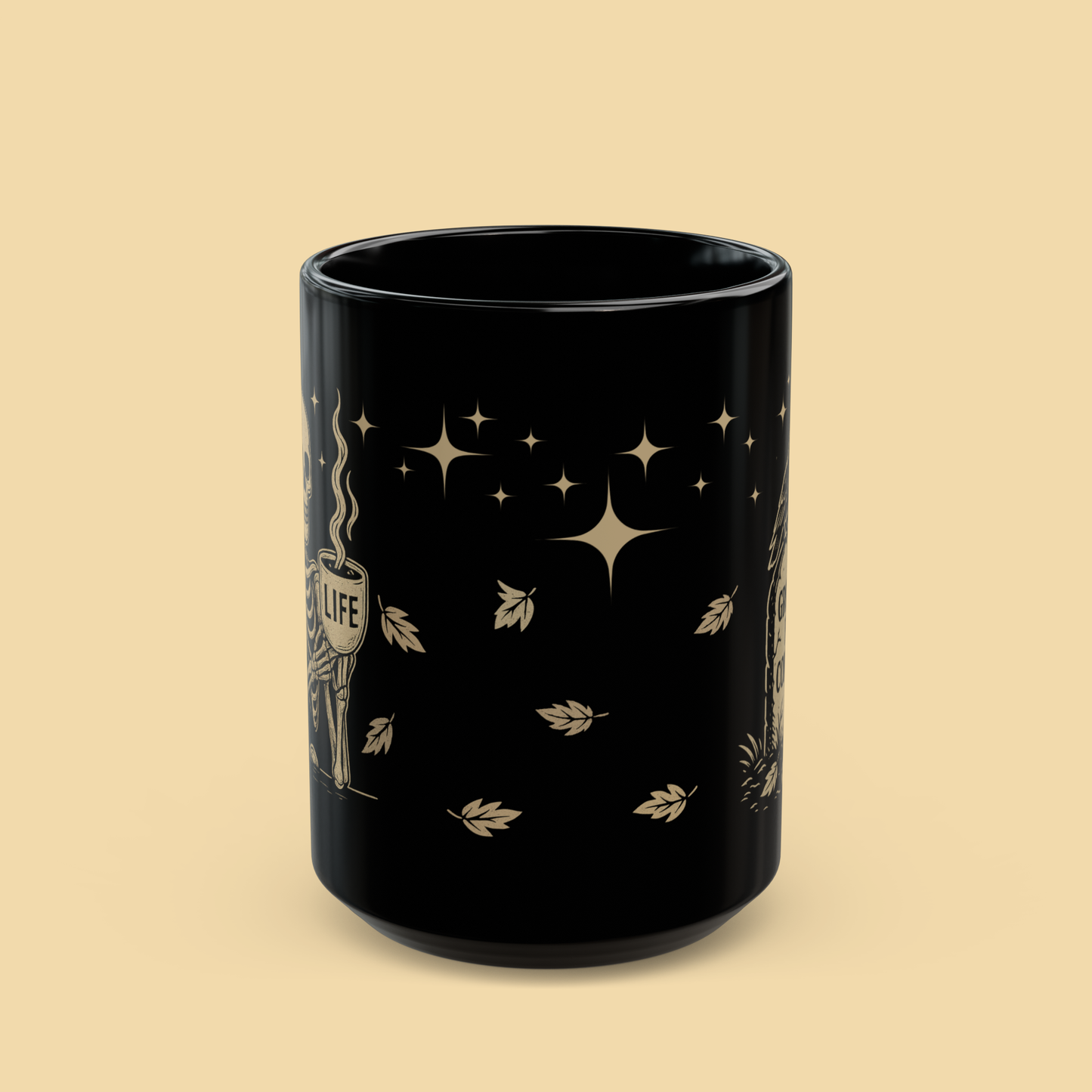 Caffeine is Life Skeleton, and Grounds for Concern Full Wrap Mug