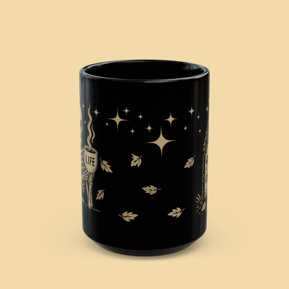 Caffeine is Life Skeleton, and Grounds for Concern Full Wrap Mug