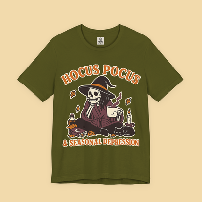 Hocus Pocus and Seasonal Depression Witch Skeleton Shirt
