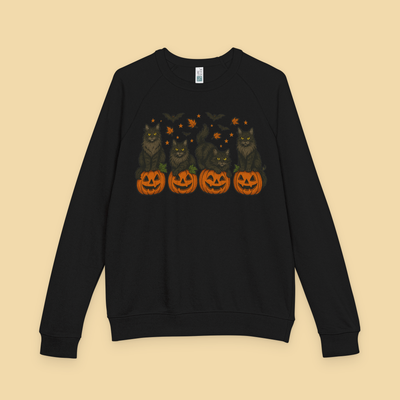 Black Maine Coon Cats on Jack o Lanterns Sweatshirt