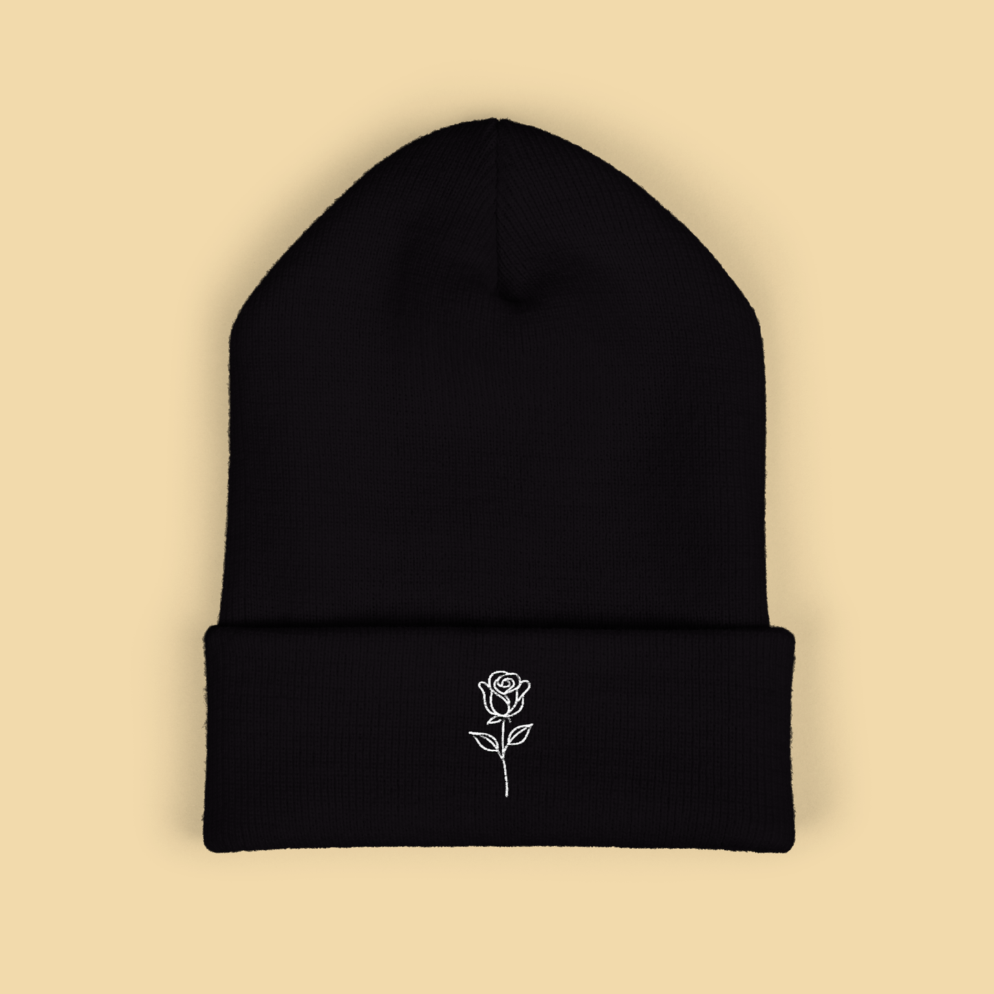 Simple Rose Embroidered Beanie