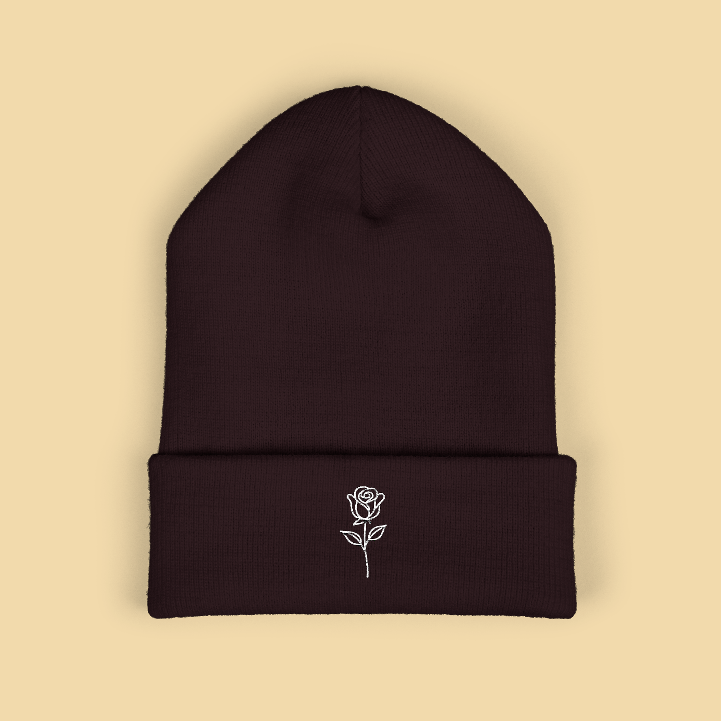 Simple Rose Embroidered Beanie